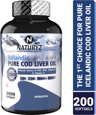 NATURYZ Icelandic COD Liver Oil Capsules with Natural Omega 3 and Vitamins (A & D)(200 Capsules)
