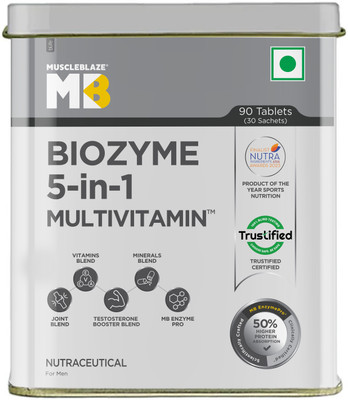 MUSCLEBLAZE Biozyme Daily Multivitamin for Men, 5-in-1 Supplement(90 Tablets)