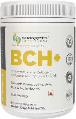 SHARRETS BCH+ Bovine Collagen Peptides with Hyaluronic acid & Vitamin C & D3, Unflavored(200 g)