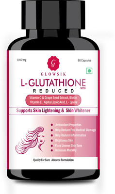 G GLOWSIK L-Glutathione with Vitamin C & E , Grape Seed,for Healthy , Glowing Skin -60 cap(60 Tablets)