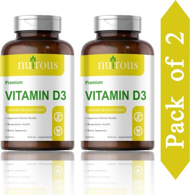 Nutrous Plant Based Vitamin D3 K2 MK7 Supplement Veg (D227)(2 x 60 Tablets)