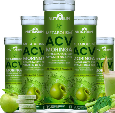 NUTRASIUM ACV Moringa | Support Metabolism and Weight Management | No added Sugar(5 x 15 Tablets)