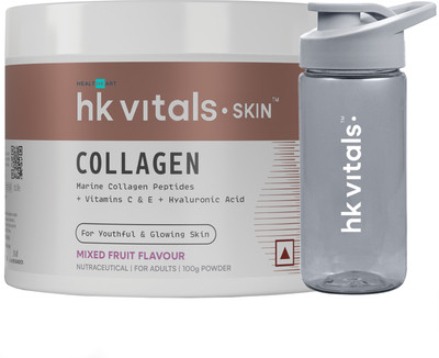HEALTHKART Skin Radiance Collagen Supplement with Biotin, Mixed Fruit with Sipper(2 x 50 g)