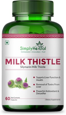 Simply Herbal Silymarin Milk Thistle Capsules 500mg for Liver Support & Detox Supplements(60 No)