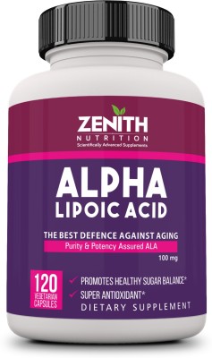 Zenith Nutrition Alpha Lipoic Acid 100mg 120 veg capsules | Super Anti-oxidant | Lab Tested(120 No)