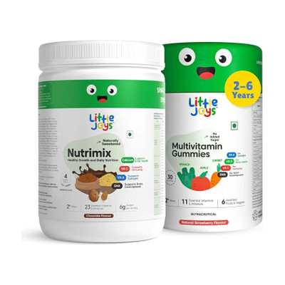 Little Joys Immunity Kit for Kids (4-6 years) | Nutrimix (350g) & Multivitamin Gummies(2 x 1 No)