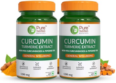 Pure Nutrition Curcumin Tablets with Piperine for Healthy Joints (Pack Of 2)(2 x 60 Tablets)