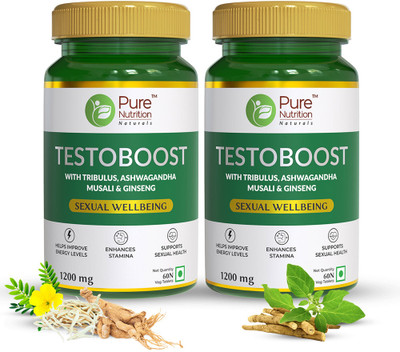 Pure Nutrition Testosterone booster for men for improved performance - (60 Tablets) Pack Of 2(2 x 60 Tablets)