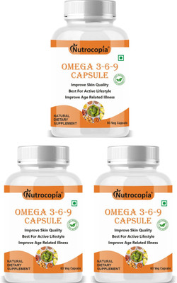 NUTROCOPIA Omega 3-6-9 Active Lifestyle Capsules Improve Skin Quality (3x60 Veg Capsules)(3 x 60 Capsules)