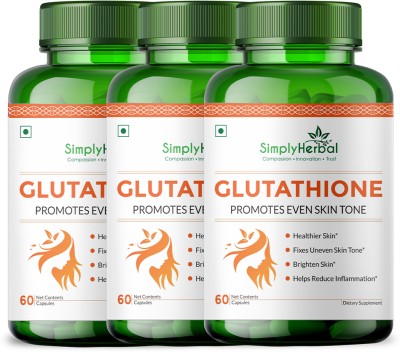 Simply Herbal Glutathione with Vitamin C,E & Grapeseed Extract for Skin Lightening & Whitening(3 x 60 Capsules)