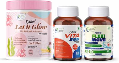 FYTIKA Let it Glow Pineapple-200G + Vita 365-60 Tabs + Flexi Move-60 Tabs(3 x 133.33 g)