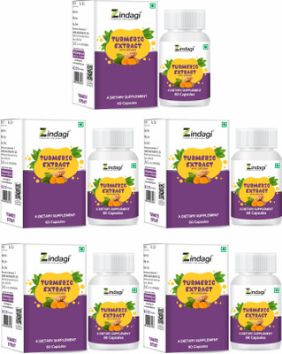 Zindagi Turmeric Extract Capsules With Curcumin|Maintain Healthy Joints|(5 x 60 Tablets)