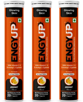 ENGYUP Glutathione with NAC & Vitamin C, For Glowing and Radiant Skin, Orange Flavor(3 x 20 Tablets)