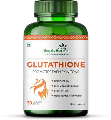 Simply Herbal Glutathione Capsule with Vitamin C,E & Grapeseed for Skin Lightening & Whitening(30 Capsules)