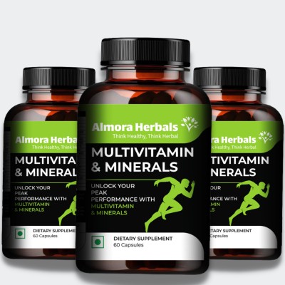 Almora Herbals Multivitamin & Minerals, Daily Multivitamins for Men & Women(3 x 60 Tablets)