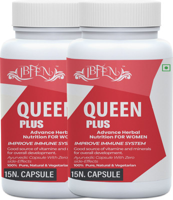 IBFEN Queen Plus Health Ayurvedic Power Women Capsule | Maintains Non Stop Energy(2 x 15 Capsules)