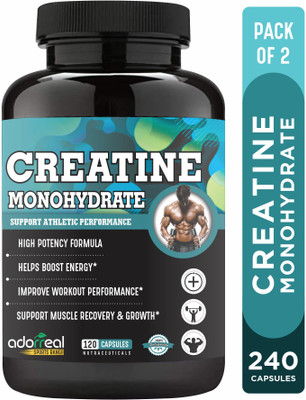 Adorreal Creatine Monohydrate Strength Endurance Athlete Performance Energy Support(2 x 120 Capsules)