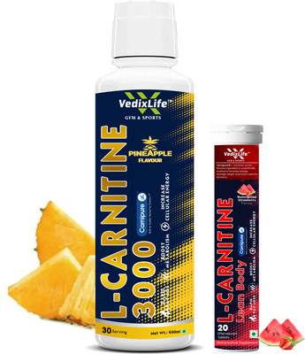 VedixLife L-Carnitine 3000 Liquid Pineapple Flav. with L-Carnitine Effervescent Tabletlet(450 ml)