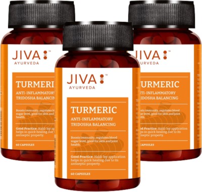 JIVA Turmeric Capsules Boosts Immunity and Overall Health 60 Capsules Each Pack of 3(3 x 60 Tablets)