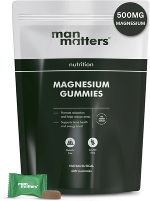 Man Matters 500mg Magnesium Glycinate Gummies |Helps Improve Sleep Quality &Muscle Functions(60 No)