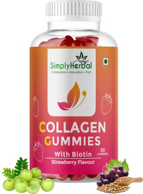 Simply Herbal Collagen Gummies with Biotin | Collagen Builder for Hair Growth & Glowing Skin(30 No)