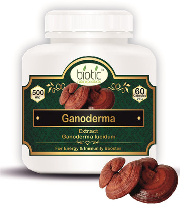 biotic Ganoderma Capsules (Reishi Mushroom) Ganoderma Extract 500mg - 60 Veg Capsules(60 No)