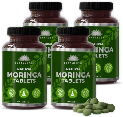 Saptamveda Organic Moringa Tablets | Organic Superfood | Natural Multi-Vitamin | Protein Rich(4 x 120 Tablets)