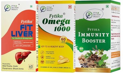 FYTIKA HEALTHCARE PRODUCTS Fytika Fit Liver + Omega 1000 + Immunity Booster (Pack of 3)(3 x 60 Tablets)
