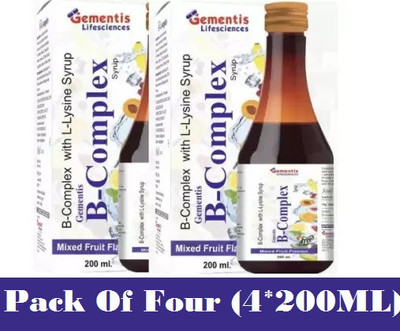 gementis MIX FRUIT FLAVOUR SUGAR FREE B-COMPLEX BCOMPLEX SYRUP (4*200ML)(4 x 200 ml)