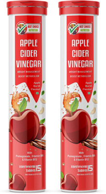 BEST CHOICE NUTRITION Apple Cider Vinegar Effervescent Tablets With Vit B6 & B12 for weight loss(2 x 15 Tablets)