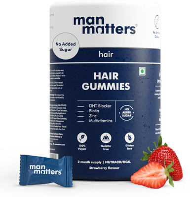 Man Matters 5000 mcg Biotin Hair Gummies| 2 Months Pack |With Vitamin A, C,E| No Added Sugar(60 No)