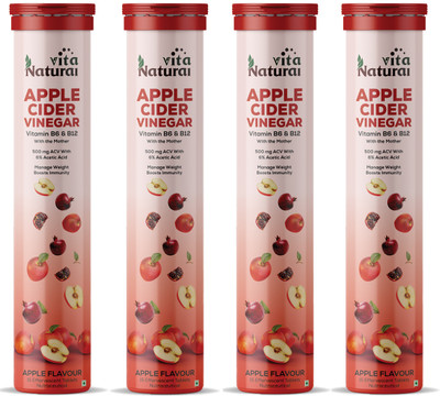 NaturalVita Apple Cider Vinegar Effervescent Tablet for Weight Loss with Mother Vita B6 B12(4 x 15 Tablets)