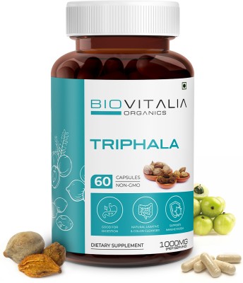 BIOVITALIA Triphala Ayurvedic Formula | Relieves Constipation, Natural Detoxifier(60 Capsules)