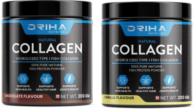 Driha Nutrition Chocolate & Vanilla Flavour Natural Collagen powder for Men Women (400 g)(2 x 200 g)