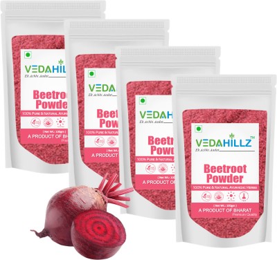 Vedahillz Natural Beetroot Powder For Face Pack, Hair, Iron | Chakunder Powder(4 x 100 g)