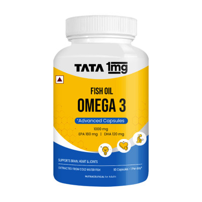 TATA 1mg Fish Oil Capsules for Heart and Bone Health(90 Capsules)