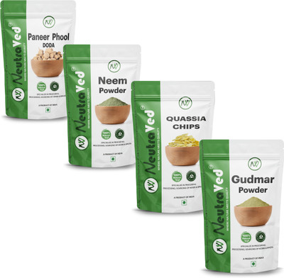 NeutraVed Gurmar, Paneer Phool, Quassia Amara, Neem Powder Combo Pack(450 g)