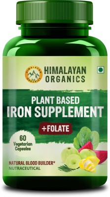 Himalayan Organics Plant Based Iron Supplement with Folate | Improved Hemoglobin & Oxygen Capacity(60 Capsules)