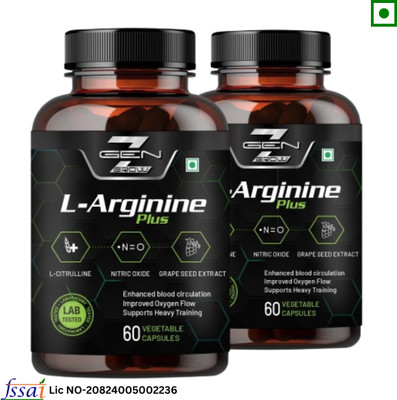 GenZ grow L-Arginine Plus Supplement 1600mg Per Serving | pre workout supplement(2 x 60 Capsules)