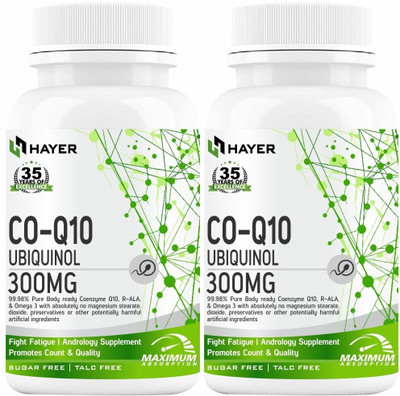 HAYER Coq10 Supplement, To Help Good Heart health supplements-120 Tablets(2 x 60 Tablets)