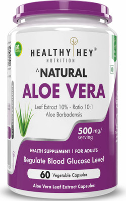 HealthyHey Nutrition Aloe Vera Extract - Natural & Vegan - 500 mg - 60 Veg Capsules(500 mg)