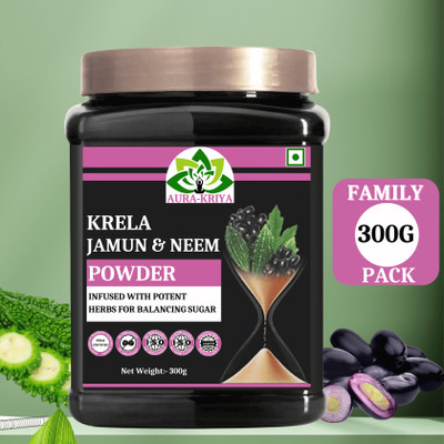 Aura Kriya Karela Jamun Powder with Neem - Helps Regulate Sugar Management - Karela Jamun(300 g)