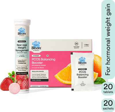 Bloom PCOS Powder & Berberine Supplement Combo |Regular Periods & Weight Management(50 Tablets)