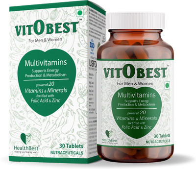 HealthBest VitOBest Multivitamin & Minerals for Men & Women Daily Immunity & Energy Booster(30 Tablets)