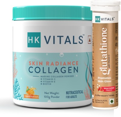 HEALTHKART HK Vitals Skin Radiance Collagen & Glutathione Effervescent, 15 No(2 x 50 g)