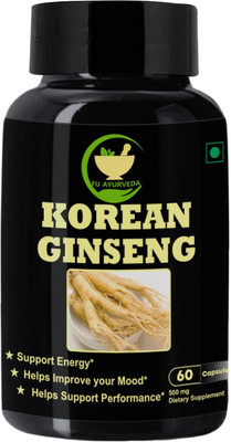 FIJ AYURVEDA Korean Ginseng Extract for Strength, Stamina & Energy – 500mg 60 Capsules(500 mg)