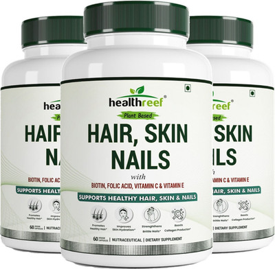 healthreef Plant-Based Hair, Skin, Nails Supplement to Promote Natural Beauty and Vitality(3 x 60 Capsules)