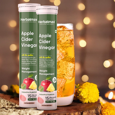 Herbal max Apple Cider Vinegar Effervescent Tablets - For Weight Loss & Easy Digestion(2 x 15 Tablets)