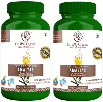 Dr. JPG Organic Amaltas Capsules For Bowel Cleansing 120 Veg. Capsules(2 x 60 Capsules)