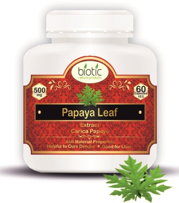 biotic Papaya Leaf Capsules (Carica Papaya Extract) 500mg - 60 Capsules(60 No)